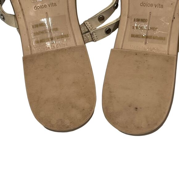 DOLCE VITA  Sandal Studded Strappy Slide Cream Flats Edgy Comfortable Womens 9.5 - Picture 7 of 9